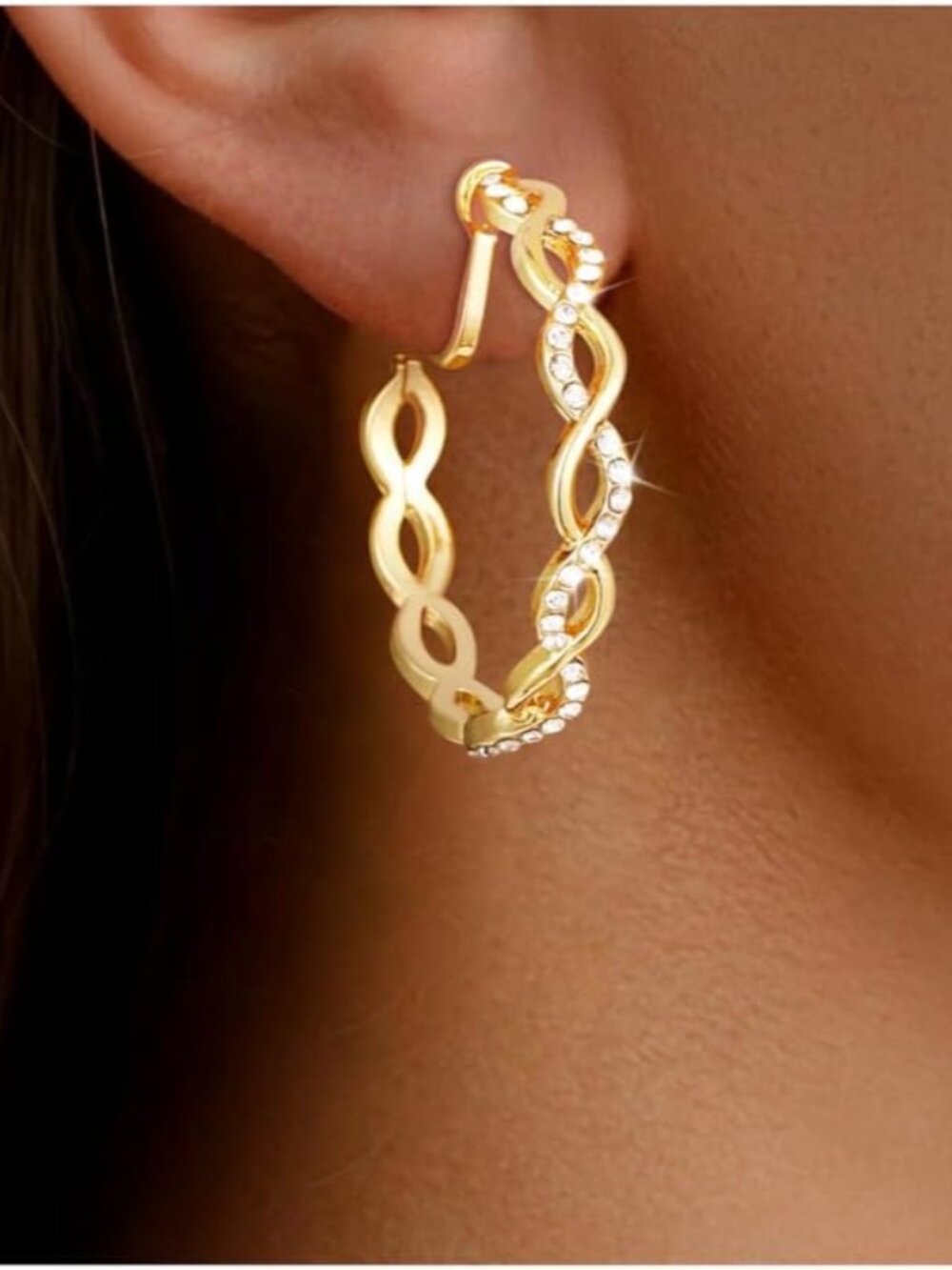 Clip On Hoop Earrings for Women Lightweight - Silver Twisted Clip-on Hoop Earing